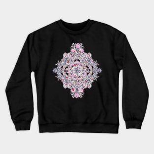 Floral Diamond Doodle in Red and Pink Crewneck Sweatshirt